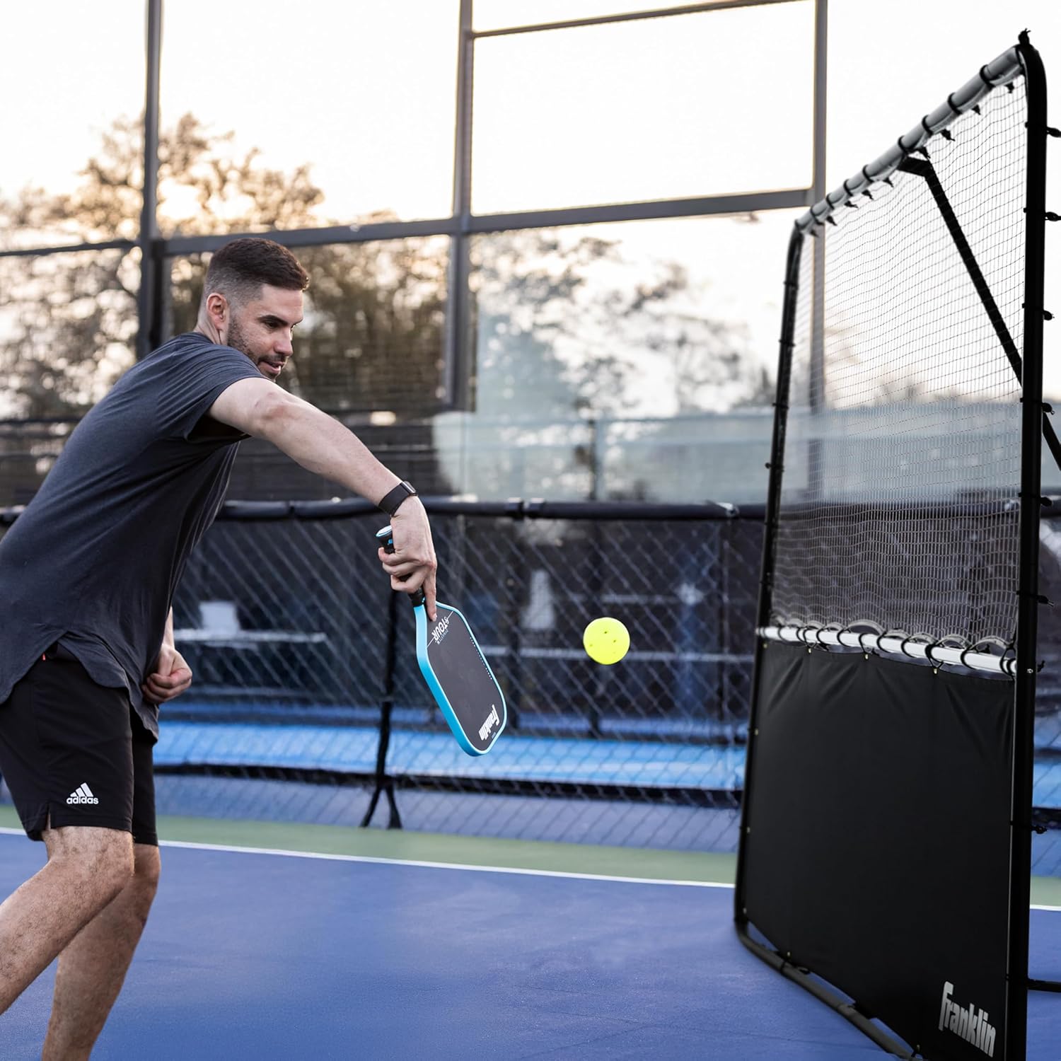 Franklin Sports Pickleball Rebounder Net - Pickleball Training + Practice Equipment - Portable Folding Net for Singles + Doubles Training - Court Markers Included - 83" Inches