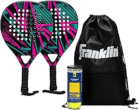 Franklin Sports - Axel Padel Set - 2 Fiberglass Padel Rackets with Foam Core, Balls, & Carrying Case and Replacement Balls