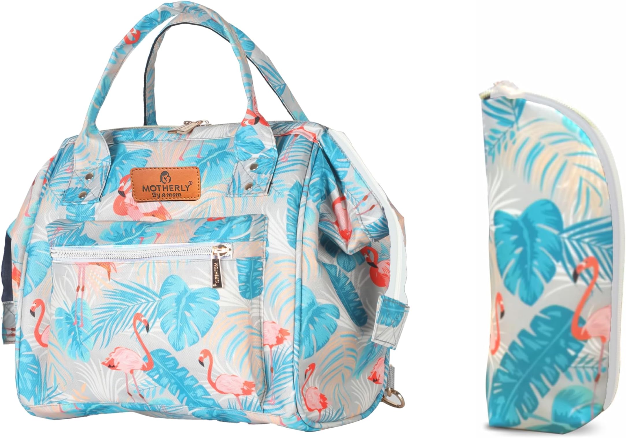 Motherly Mini Diaper Bag for Mothers for Travel, Small Maternity Handbag for Newborn Baby, Mothers Travelling Bag, Multiple Pocket Water Resistant Baby Bag(Flamingo)