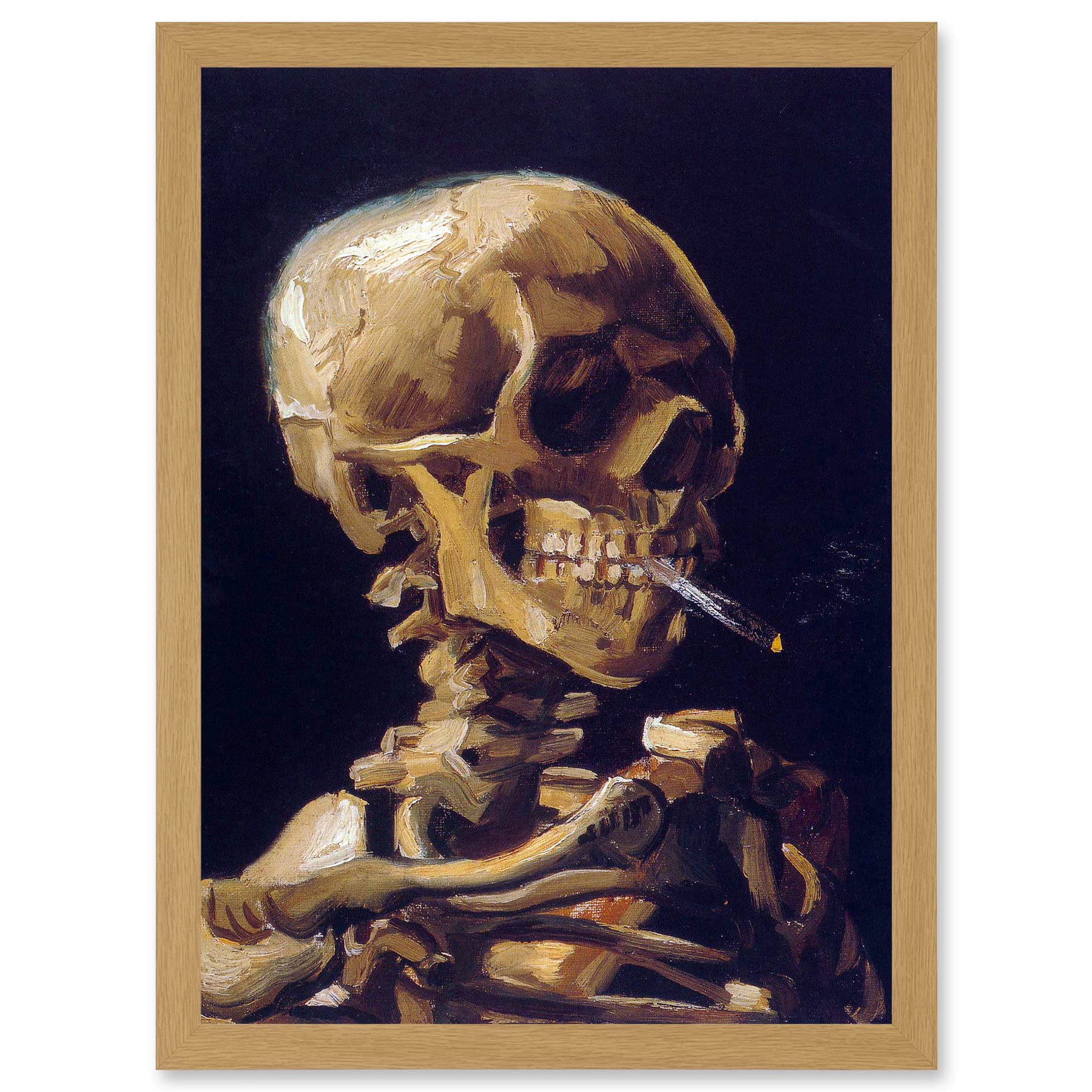 Artery8 Vincent Van Gogh Skull With A Burning Cigarette A4 Artwork Framed Wall Art Print