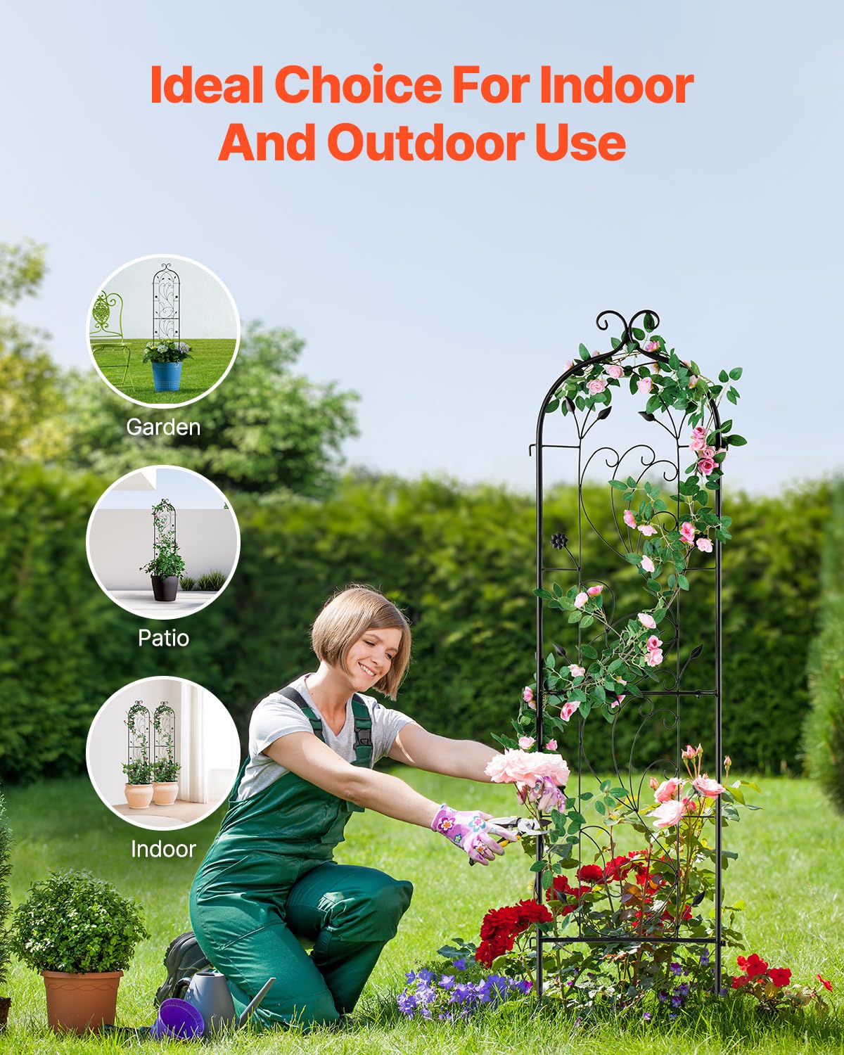 VEVOR Traliccio da Giardino Rampicanti per Piante Fiori in Metallo Antiruggine, Supporto per Traliccio per Rose Rampicanti Esterno, Traliccio Decorativo per Clematide Alta Cortili 38 x 152 cm 2 Pezzi