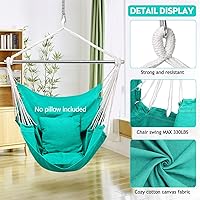 Vista 5 de Silla hamaca colgante con cuerda – Silla colgante para dormitorio, patio, interior, exterior, hamaca columpio de acero resistente con anillos