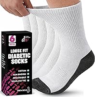 Vista 11 de Debra Weitzner Diabetic Socks For Men and Women Loose Fit Non-Binding Cotton Crew Socks 6 Pairs
