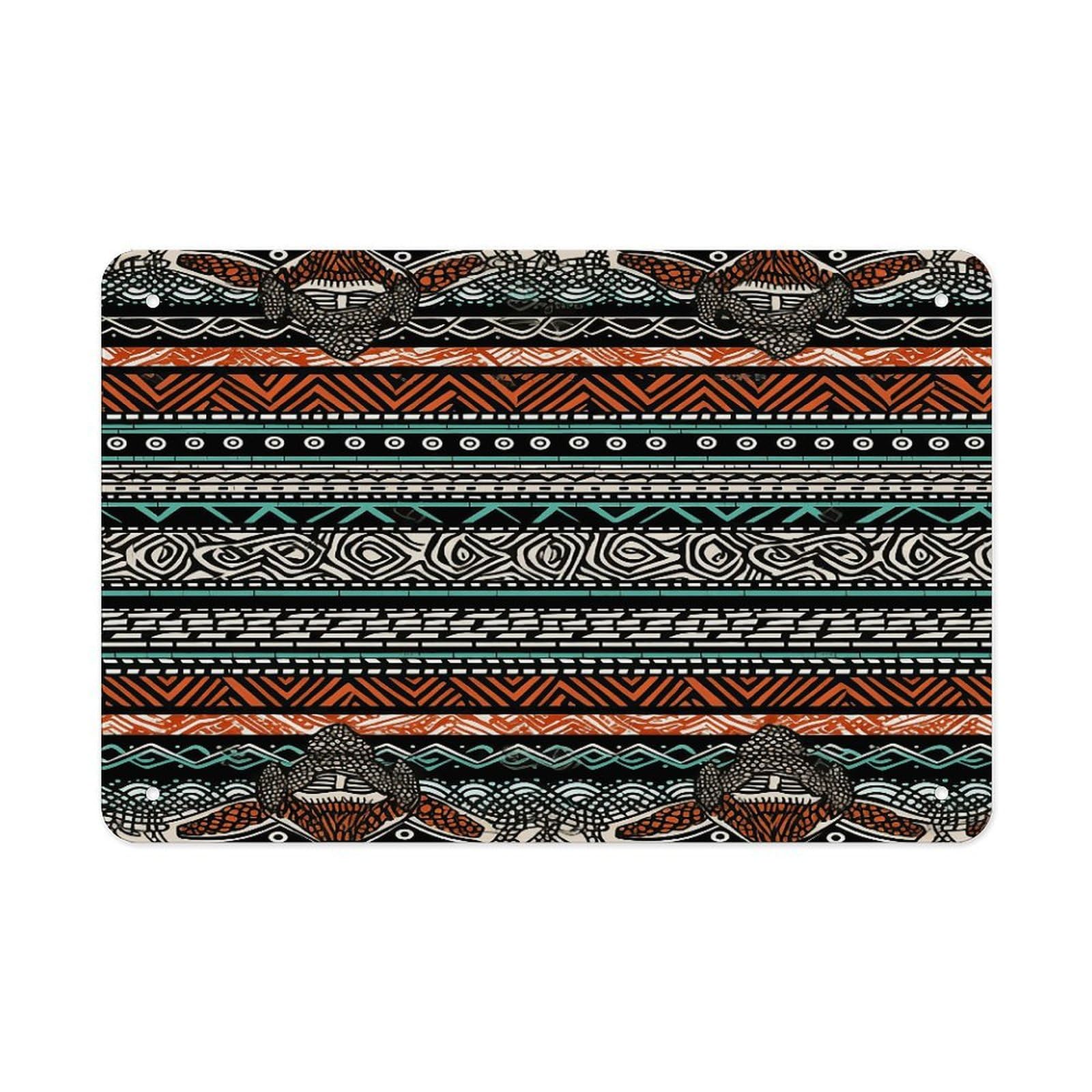 Fodpand Style Ethnic Turtle Striped Wall Art Metal Signs Tin Sign