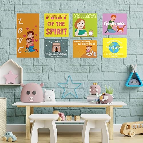 Miniatura 5 de Juego de 25 pósteres de los diez mandamientos para niños pósteres de versículos bíblicos cristianos inspiradores para pared decoración de escuela