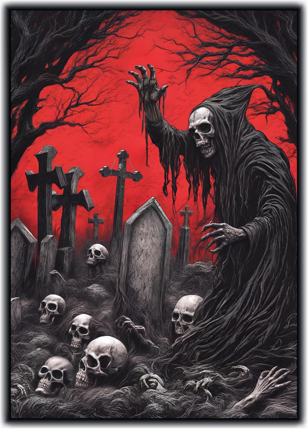 Graphene -100ct Textured Matte TCG/MTG Art Sleeves (Red/Black Necromancer)