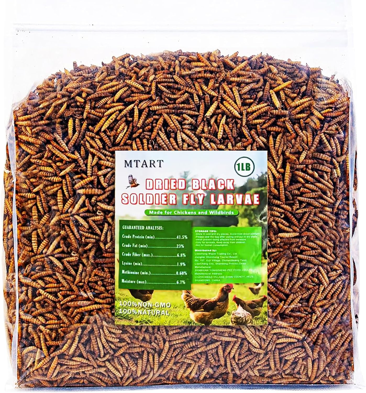 9LB Dried Black Soldier Fly Larvae Treat for Chicken, 100% Natural Non-GMO More Calcium Than Dried Mealworms High Protein Chicken Feed for Birds, Ducks, Layer Hens
