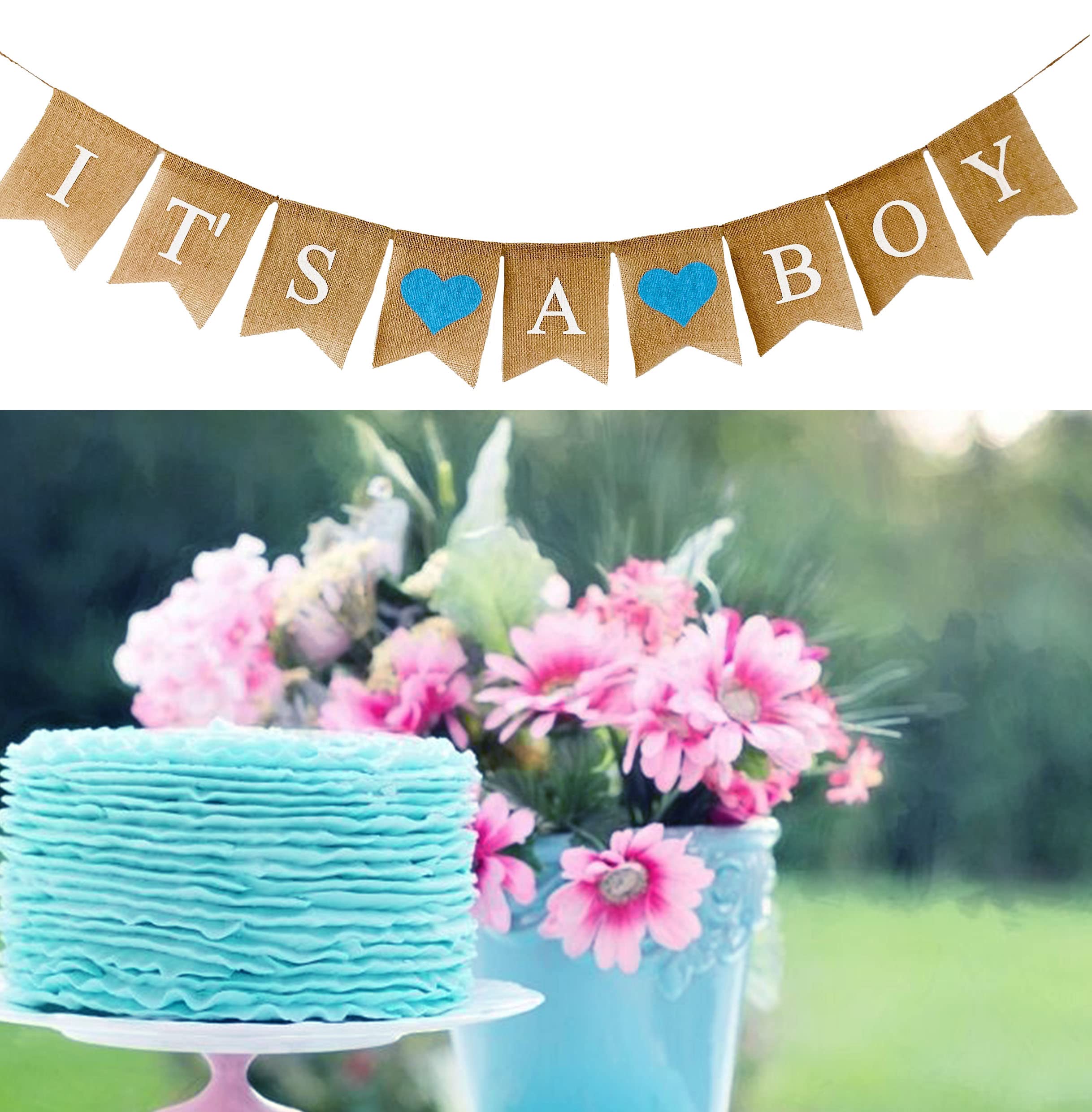 Sweet Baby Boy Burlap Banner - Prestrung Rustic 'It's A Boy' Decor For Showers & Parties