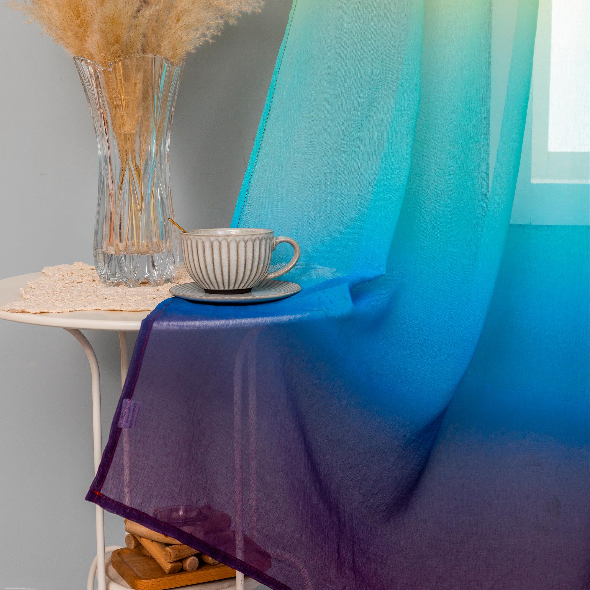 GIRASOLE HOME Tende Voile Semi Trasparenti Arcobaleno 2 Pannelli 140x275cm