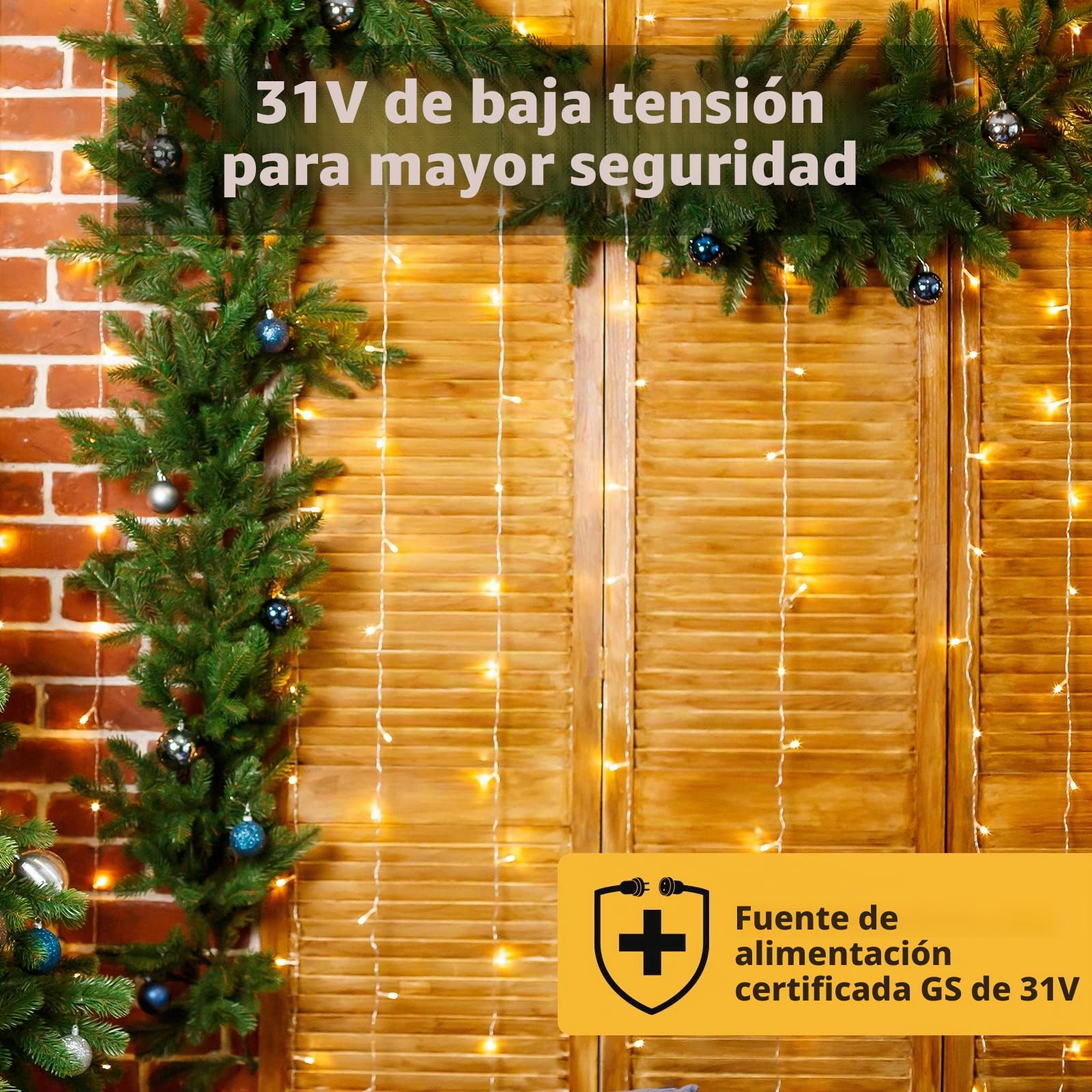 SALCAR Cortina de luces LED, 6 * 3m LED cadena, impermeable 600 LED tira para sala de estar, jardín, terraza, fondo de TV, patio, etc. - Blanco cálido