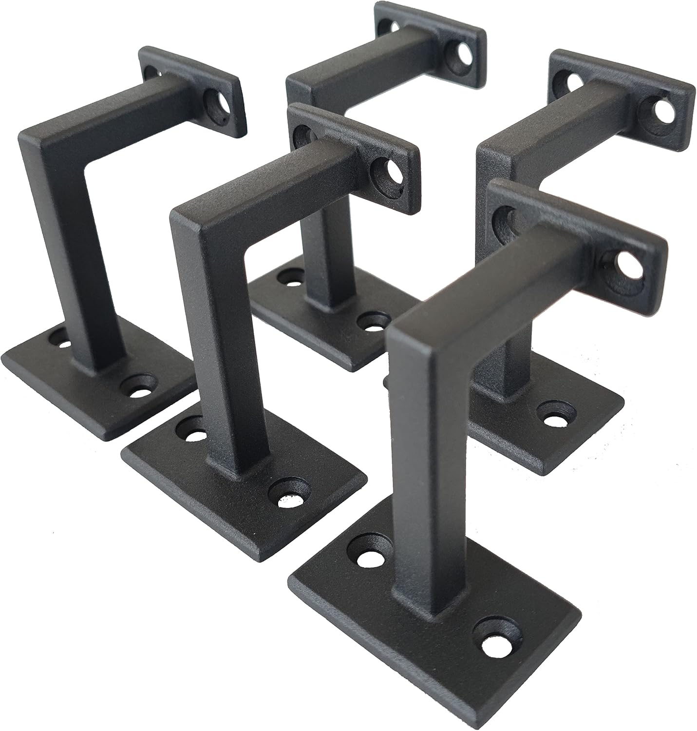 3-3/8" High Swivel Handrail Brackets for Staircase Stair Railing Heavy Duty Black Brackets with Screws (Fixed Stair handrail 5)