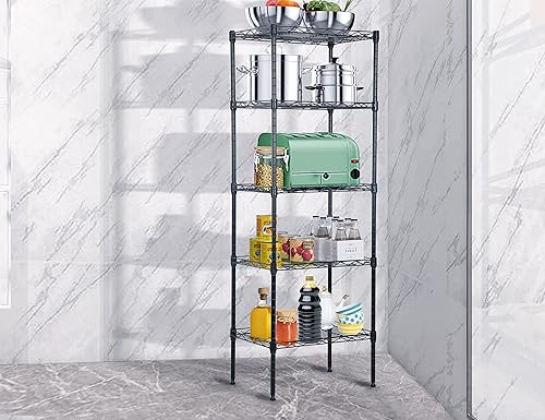 Vista 133 de Estantería de almacenamiento de 6 niveles, estantería de alambre, 48 pulgadas de largo x 18 pulgadas de ancho x 72 pulgadas de alto, estante Negro