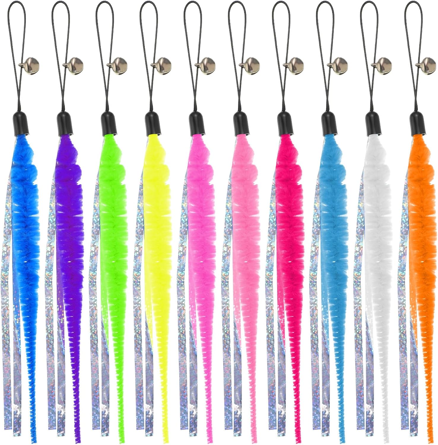 10Pcs Cat Worm Toy Cat Wand Attachments Soft Fuzzy Worm Toy