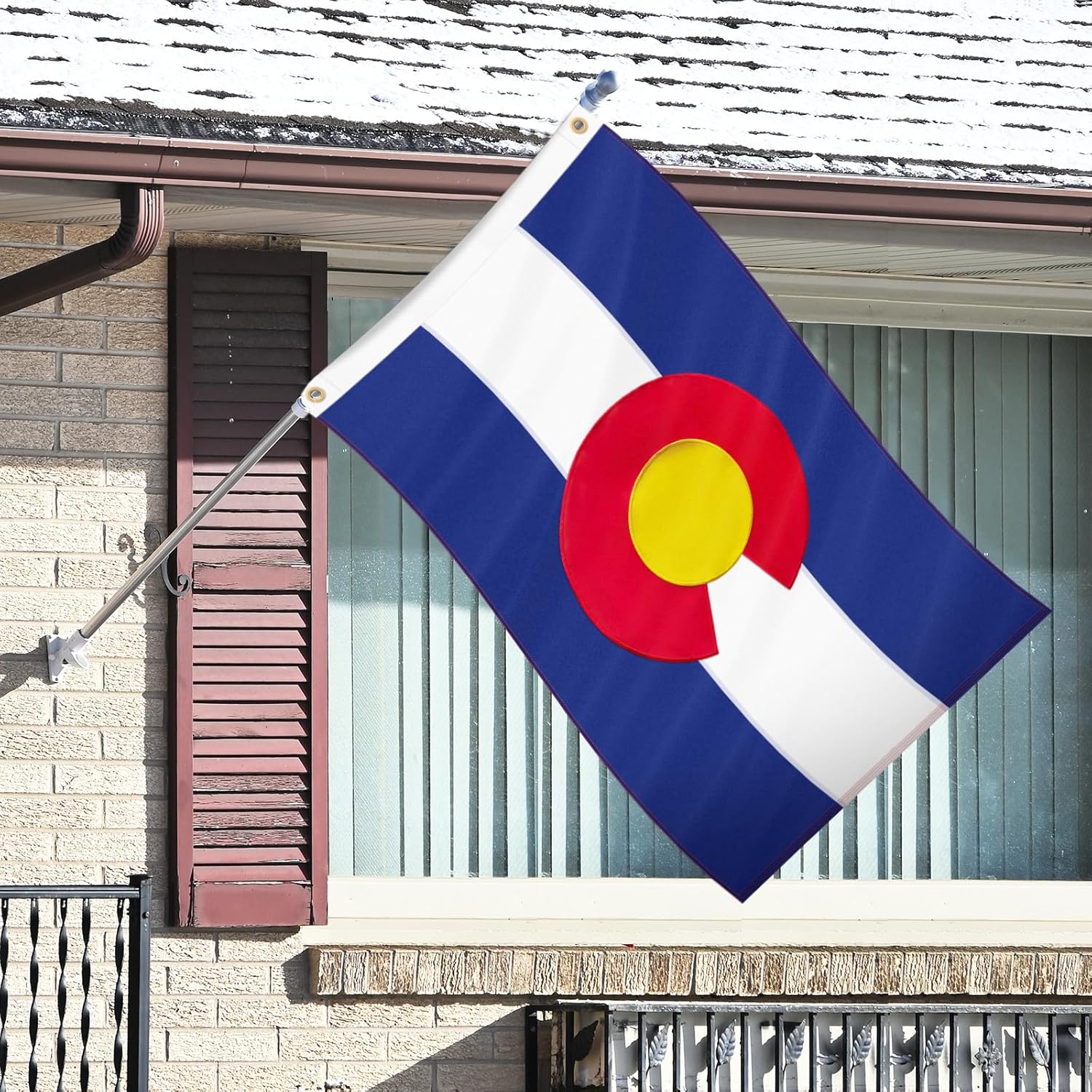 Colorado Flag 3x5 FT Heavy Duty Outdoor, Embroidered Red C and Gold Sun | Double Sided 210D Oxford Fabric | Brass Grommets and 4 Stitch Hemming | State of Colorado CO Flags for Outside House Garden - Image 6