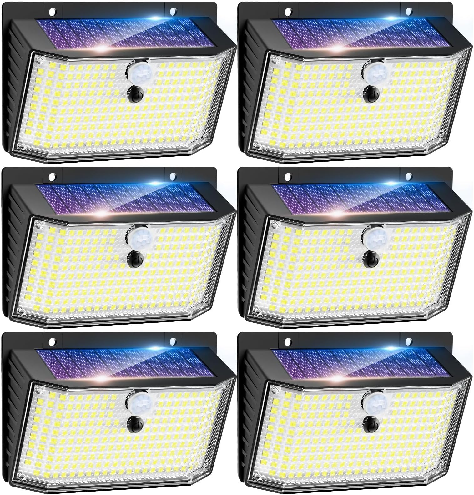 Luci Solari Esterno SQUADO - 100 LED Con Sensore Movimento, 3 Modalit&agrave;, Impermeabile IP65 Per Giardino E Patio (Set Da 4)