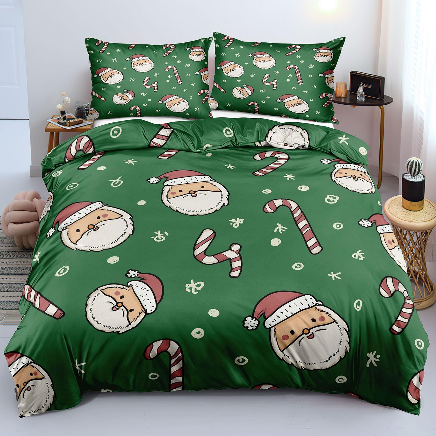 Housse de couette de Noël 140x200 cm réversible pour décorer la chambre des enfants en hiver