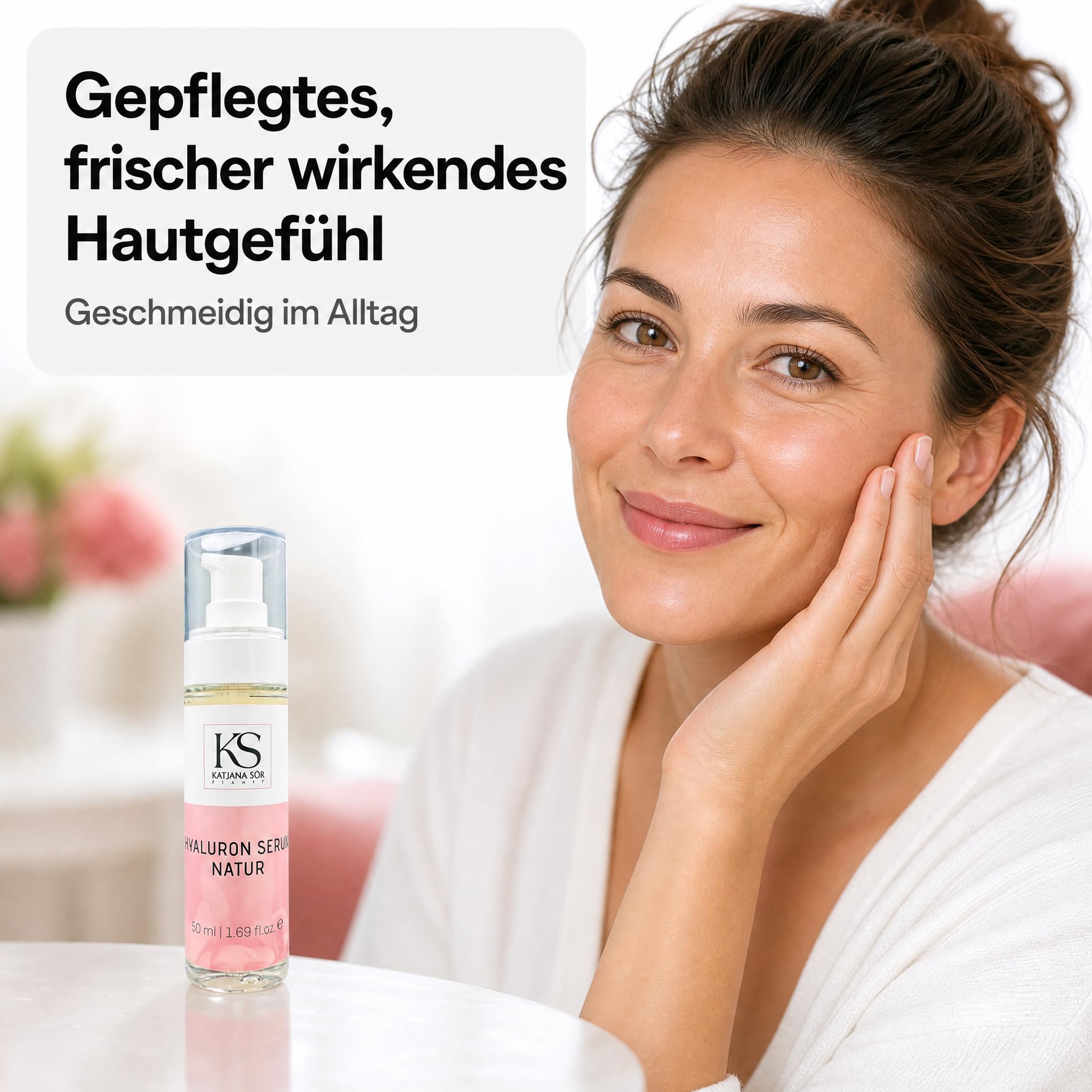 KS Beauty Hyaluronserum Natur – Feuchtigkeitsserum mit Hyaluronsäure, Aloe Vera, Retinol, Astaxanthin & Vitamin E (50 ml)