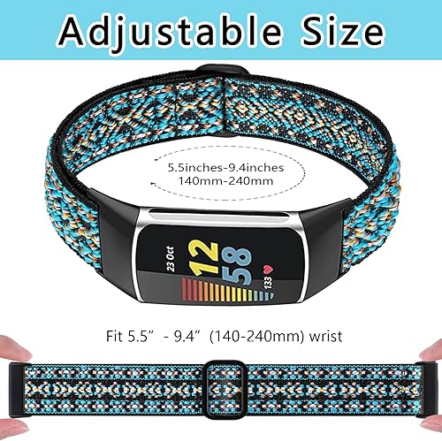 Miniatura 3 de Bandas elásticas compatibles con Fitbit Charge 5 bandas para mujeres y hombres, correas elásticas ajustables, accesorios de repuesto para Fitbit