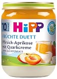 HiPP Pfirsich-Aprikose mit Quarkcreme, Früchte Duett ab 10. Monat (6 x 160g), ohne Zuckerzusatz, glutenfrei, in bester Bio-Qualität