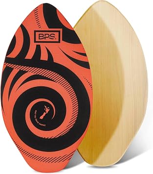 BPS New Zealand Koru Skimboard with Colored EVA Grip Pad and High Gloss Clear Coat Wooden Skim Boards for Kids and Adults | Choose from 3 Sizes and Traction Pad Color