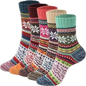 Wool Socks for Women - Womens Winter Sock for Womens Warm Thick Knit Wool Soft Vintage Casual Crew Socks
