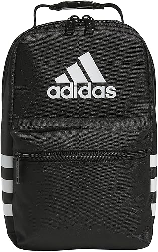 Miniatura 4 de adidas Santiago - Lonchera enfriadora para mujeres y hombres, caja aislada para alimentos con bolsillo de malla, color negroblanco, talla única