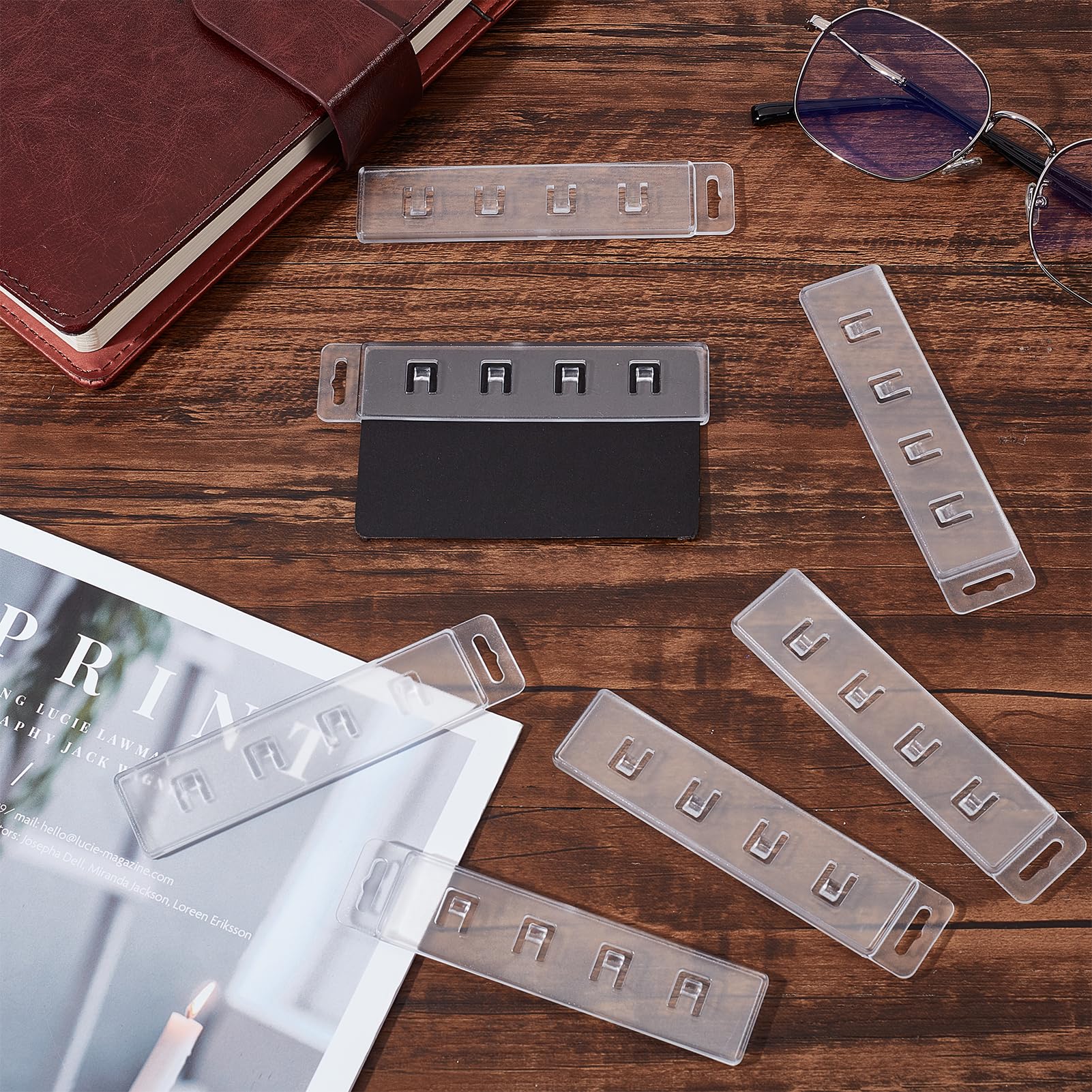 NICENEEDED 12 Pcs Half Card Badge Holders, Rigid Plastic Horizontal Swipe ID Badge Holders Sleeves - Image 4