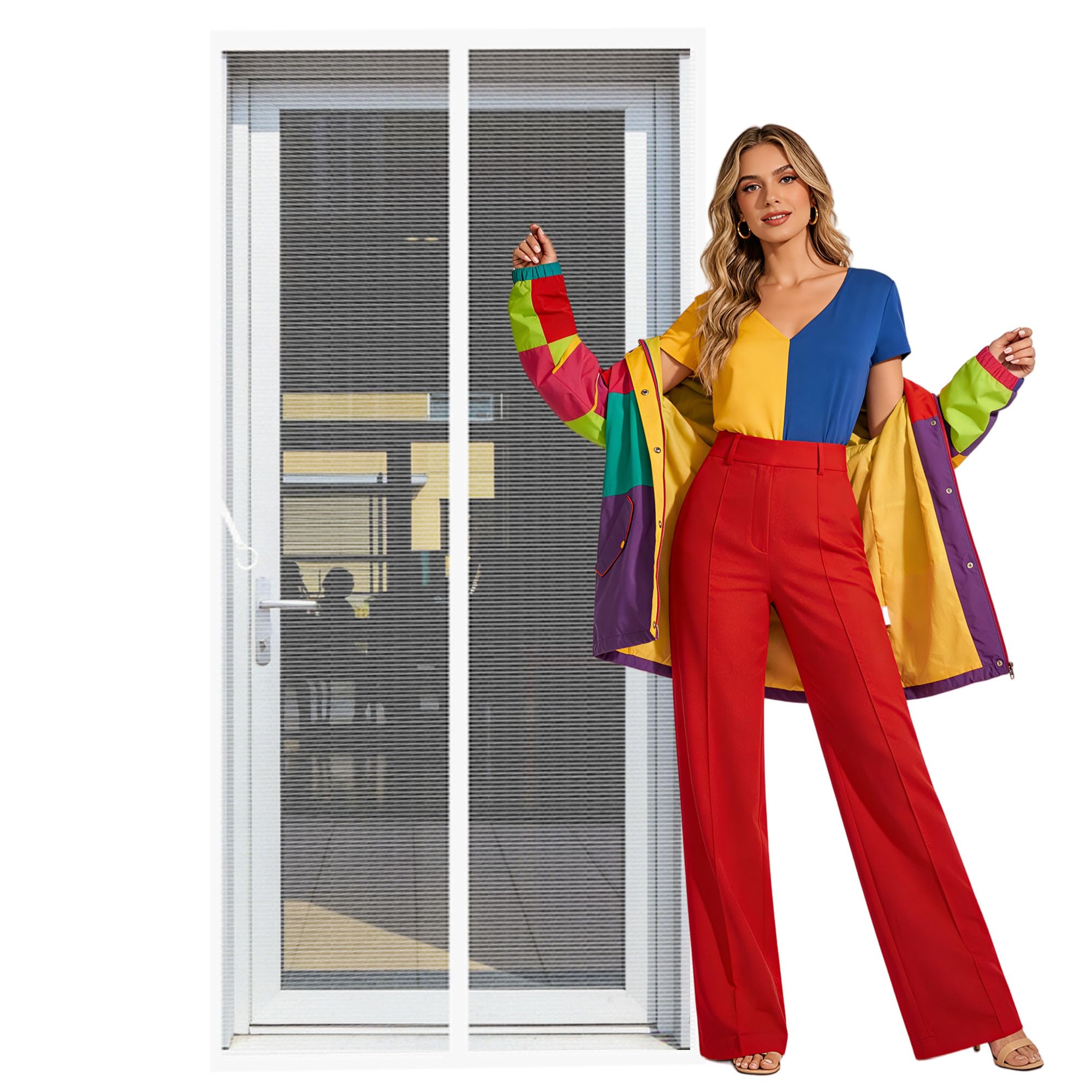 Moustiquaire porte 75 x 192 cm magnétique blanc pour balcon et cave