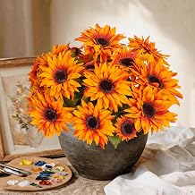 5PCS Artificial Fall Sunflowers, Realistic Silk Daisies for Indoor
