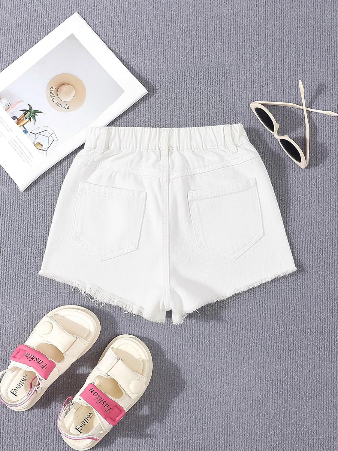 GORGLITTER Girl's Jean Shorts Cute Summer Trendy Fashion Ripped Denim Shorts High Waist Straight Leg Clothes Jorts