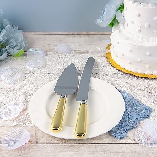 Miniatura 8 de Simplicity 5071000710W Juego de cuchillos y servidores de acero inoxidable para tartas de boda para recepciones y otras celebraciones, multicolor, 2