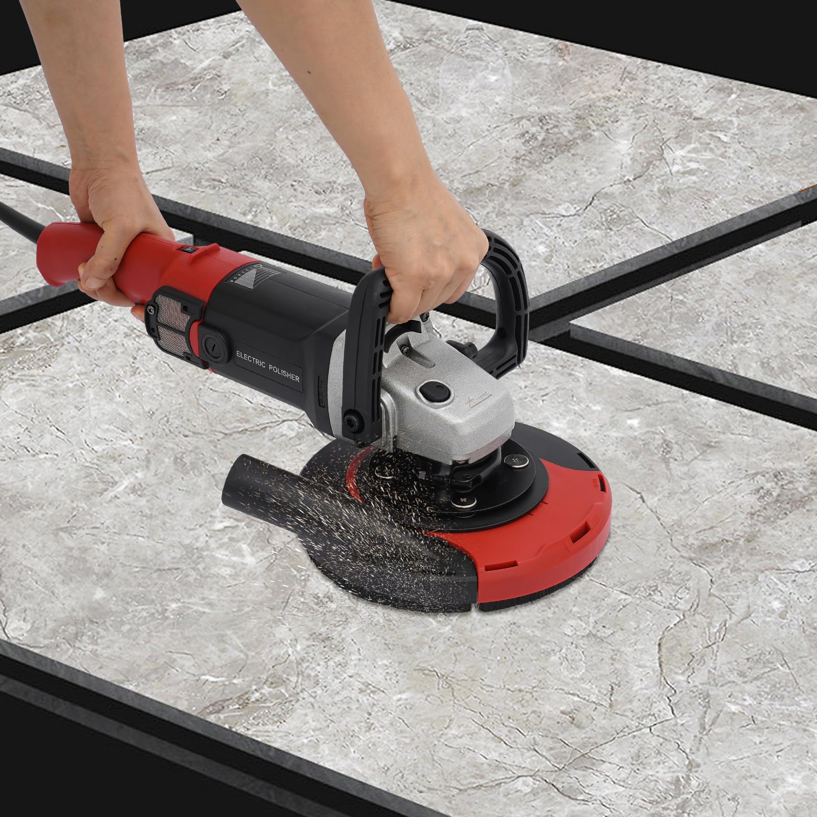 Szlifierka kątowa 1580 W, 180 mm, z 6-stopniową regulacją prędkości obrotowej, profesjonalna szlifierka i szlifierka tnąca do betonu, kamienia, metalu, w zestawie akcesoria i ochrona przed kurzem, do
