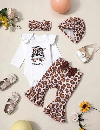 Miniatura 5 de ADIFUN Baby Girl Clothes4pcs Newborn Girl Outfits Ruffle Romper Baby Bell Bottoms Headband Bandana Clothing Sets Gifts