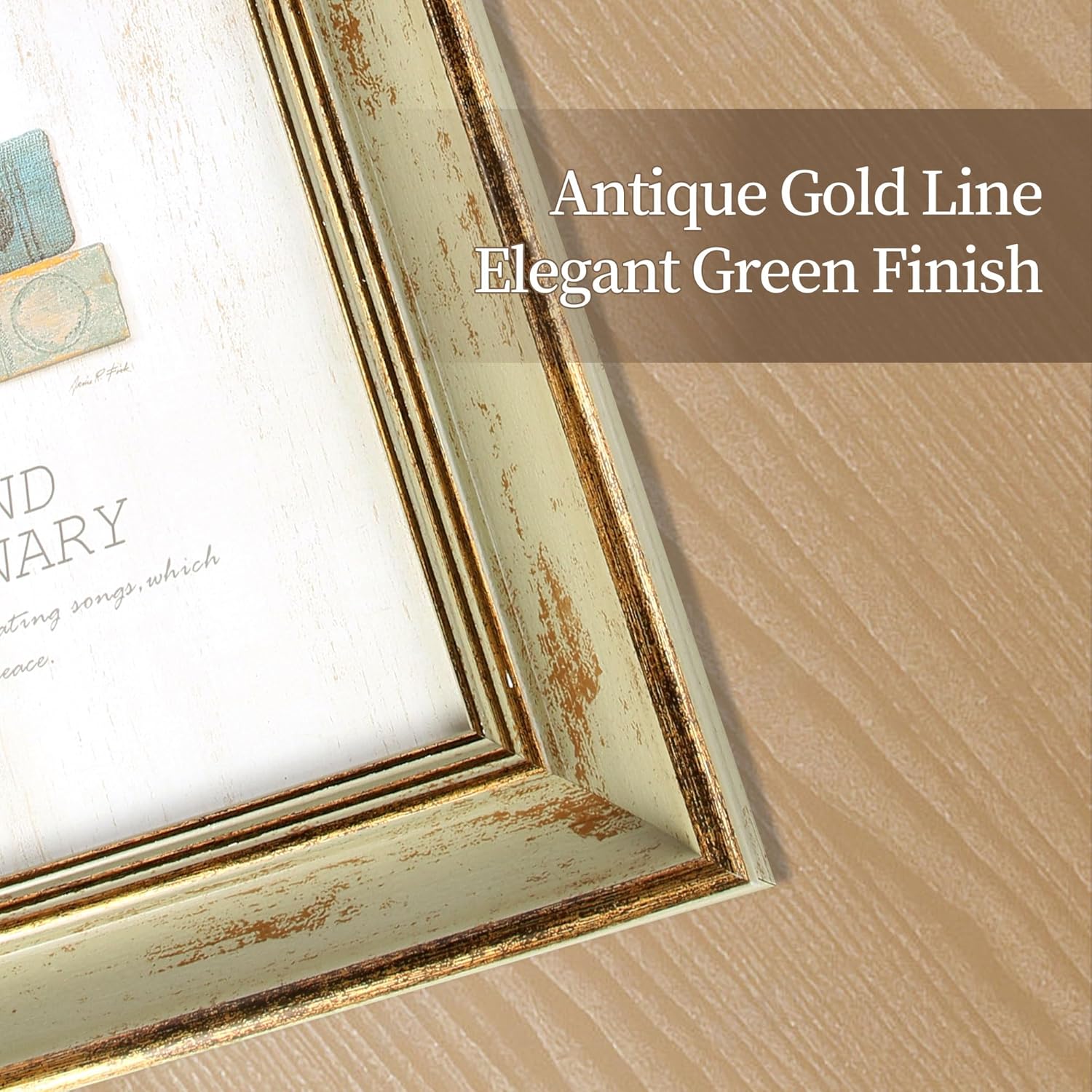 5x7 Picture Frames Retro Antique Picture Frames with Green Gold Edge Line 5 by 7 Vintage Photo Frame Wall Hang Desktop Display Christmas Birthday Gifts for Women Mom Grandma - Image 4