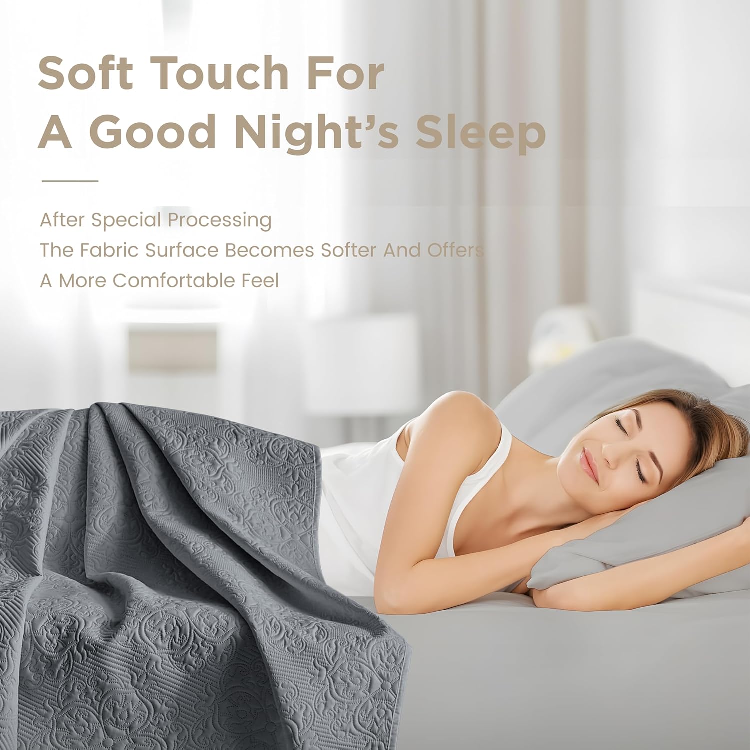 Sophia & William Bed Quilt Bedspread Coverlet - Reversible, Lightweight - King Size, Iron Grey - Image 2