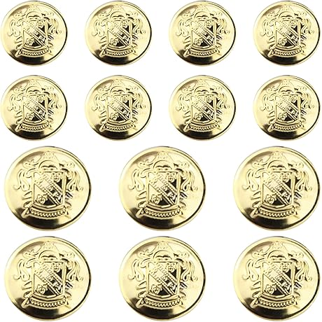 Golden Embellishments: 14-Piece Metal Blazer Button Set