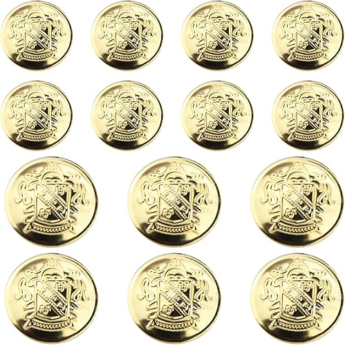 Juego de 14 botones de metal para blazer, botones dorados para blazer, botones metálicos extraíbles sin costuras de 0.71 pulgadas y 0.91 pulgadas,