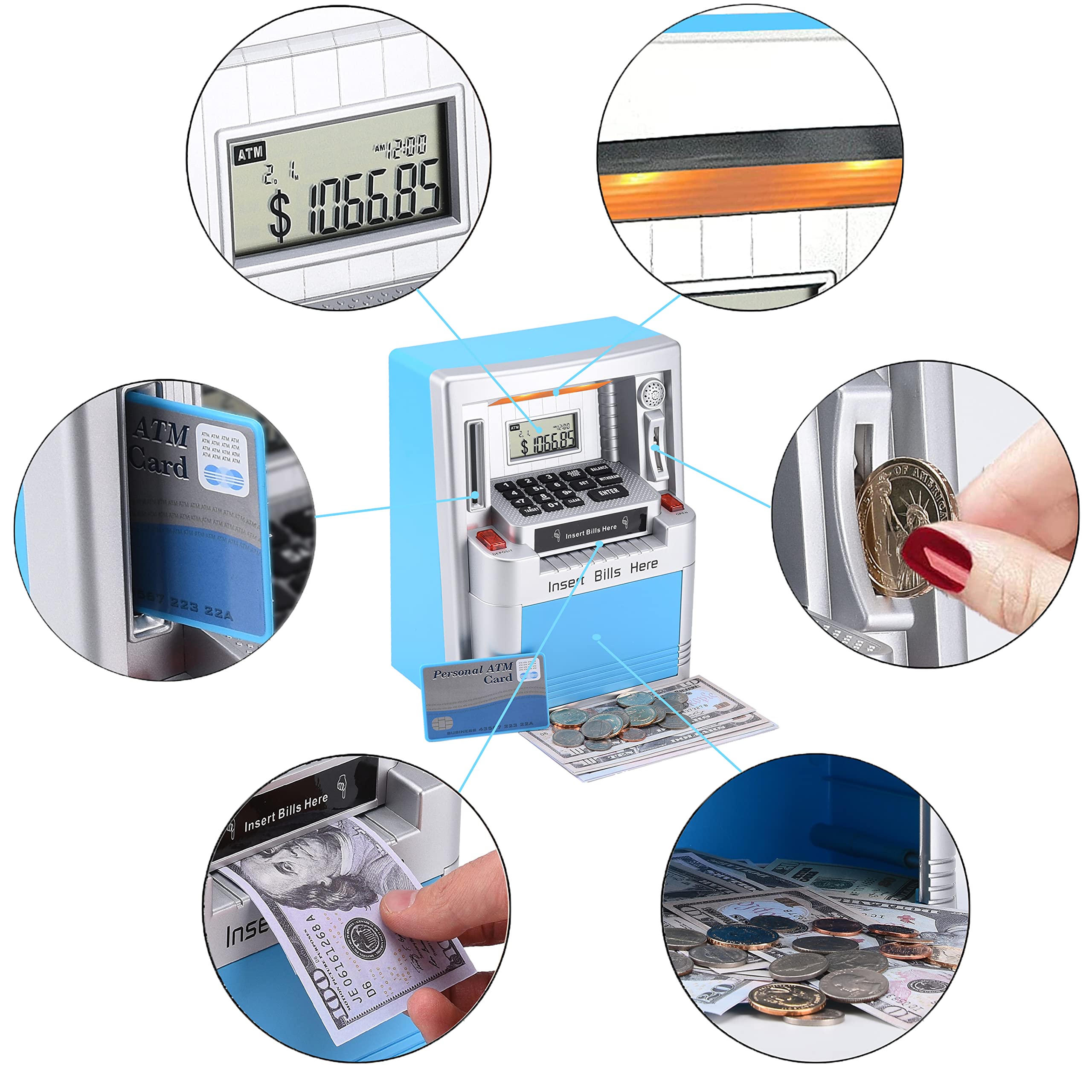 ATM貯金箱 本物のお金用 大人や子供に デビットカード付き 紙幣フィーダー コイン認識 残金計算 デジタル電子貯金箱 atm 貯金箱」の人気商品一覧  | 安い商品を通販サイトから探す - 価格.com OBEST 貯金箱 リアルマネー用 デジタル電子貯金機ボックス atmマシンキャッシュ ...