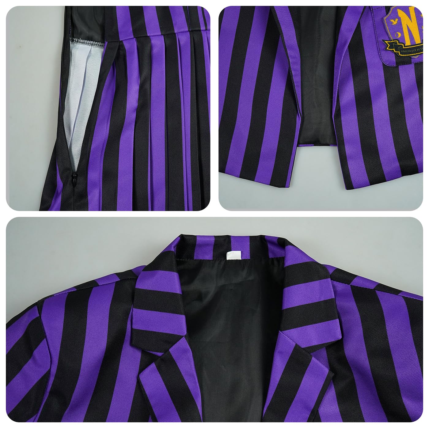 Damen Enid Sinclair Cosplay Kostüm Mittwoch 2 Verkleidung Enid Kostüm Gothic Nevermore Academy Schuluniform Lila Weihnachten Halloween Karneval Party Fancy Kleidung für Erwachsene