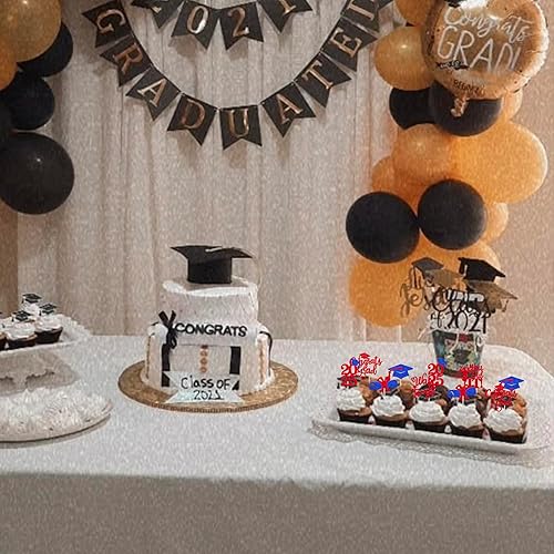 Miniatura 418 de Paquete de 24 adornos dorados para cupcakes de graduación 2025 con purpurina So Proud of You Done Diploma Graduation Cap Cupcake Picks Class of 2025