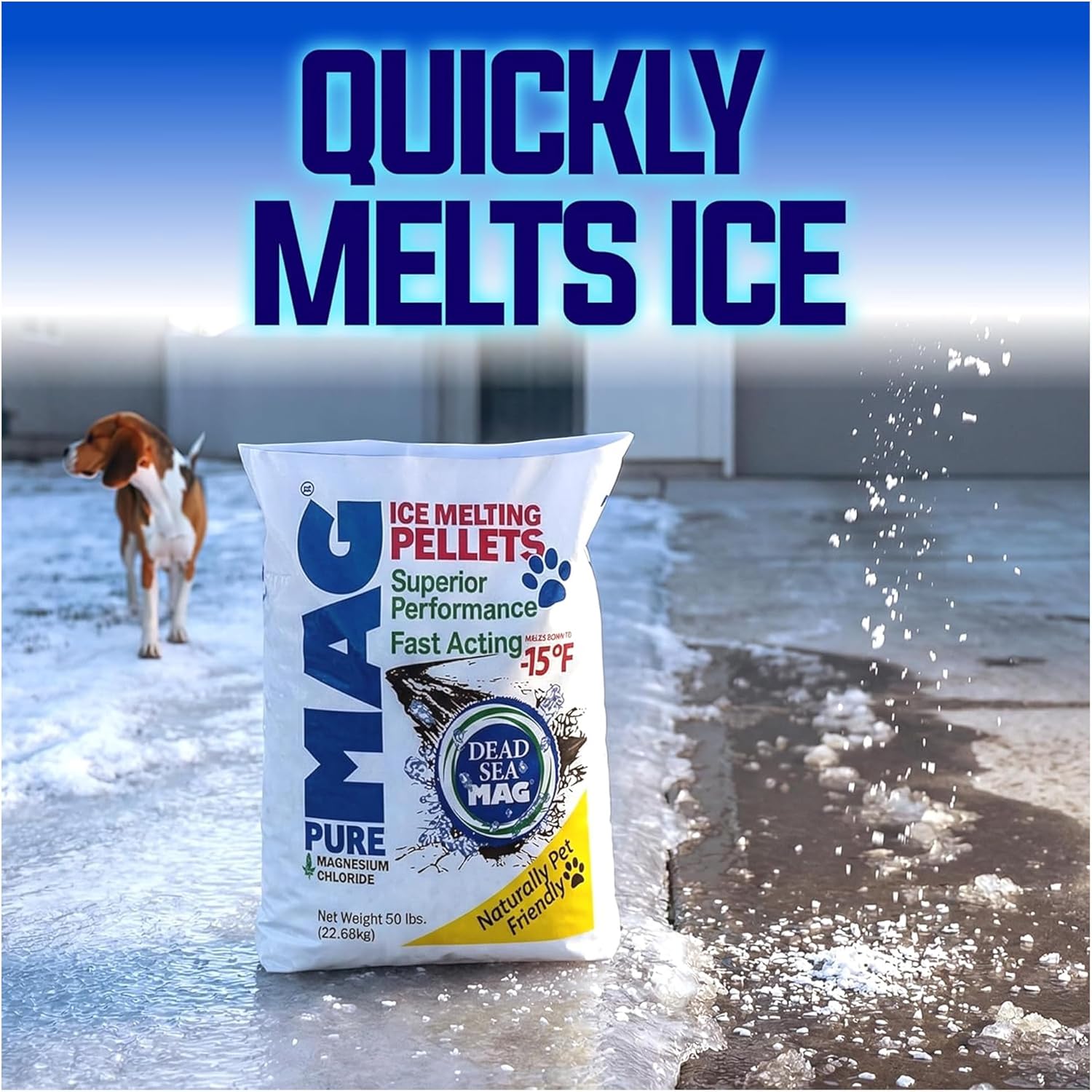 Snow Joe Dead Sea Magnesium Chloride Flakes, Natural Ice Melt Pellets, 50 Pound Bag -Deicer for Driveway, Sidewalk, Concrete, and Outdoor Snow Melting & Removal