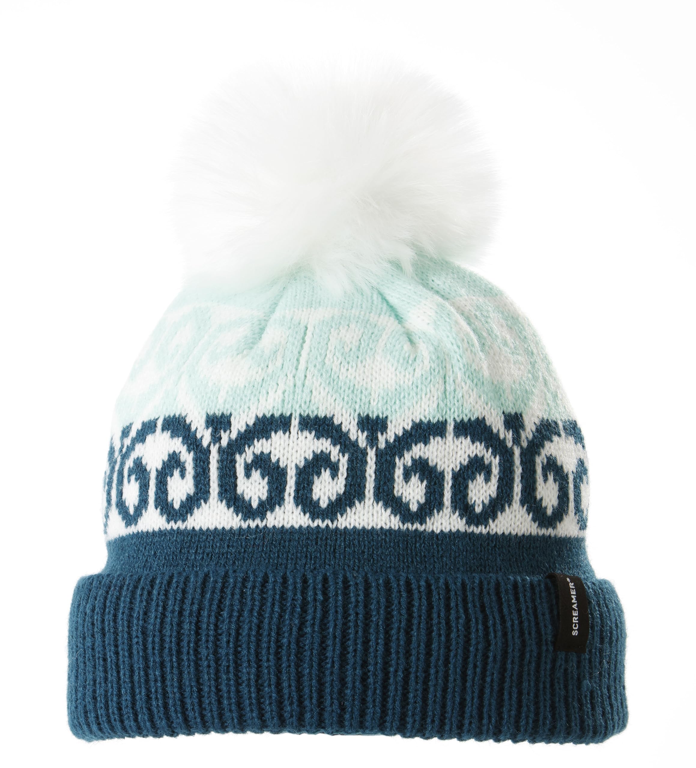 Screamer Kids Bowie Beanie with a Faux Fur pom and Full Fleece Lining - Green