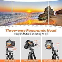 Stativ cameră Nineigh 190 cm Aluminiu - Pentru smartphone, DSLR, cu cap panoramic 360°, telecomandă, pentru fotografii orizontale, călătorii, 3