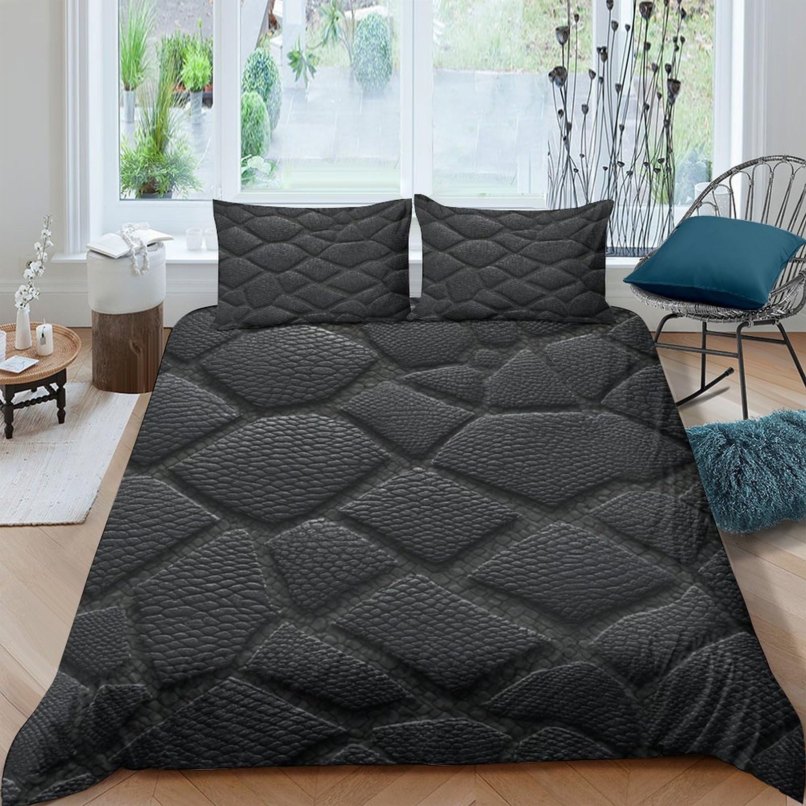 Housse de couette géométrique imprimée 3D avec finitions de haute qualité
