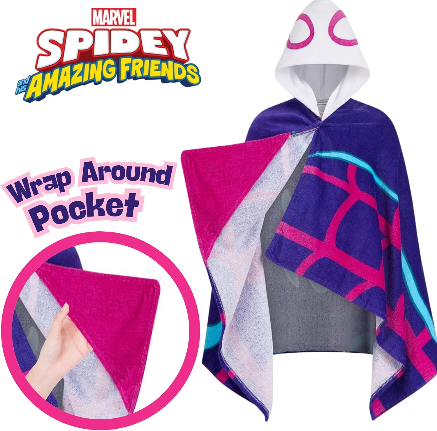 Ghost-Spider Hooded Towel Kids Poncho Girls Spidey Beach Towel Bath Towel