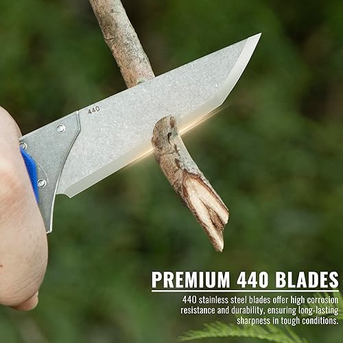 Miniatura 3 de 9TiEDC Cuchillo Plegable de Bolsillo Flipper, 4 Hojas Reemplazables, Hoja de Acero 440 de 3.5", Mango G10, Cuchillo EDC con Clip de Bolsillo para