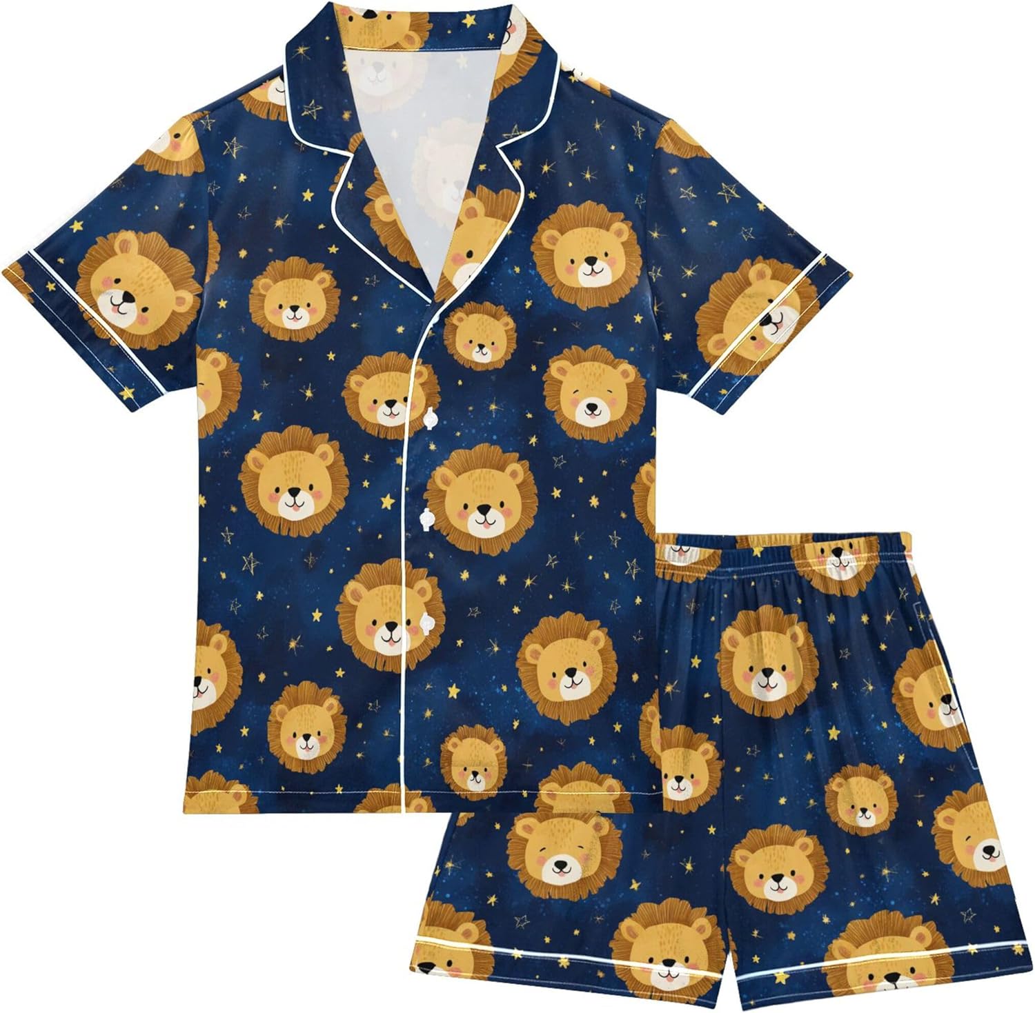 Silk Pajama Sets Short Sleeve Pajamas Soft Sleepwear 2 Piece Pjs Set