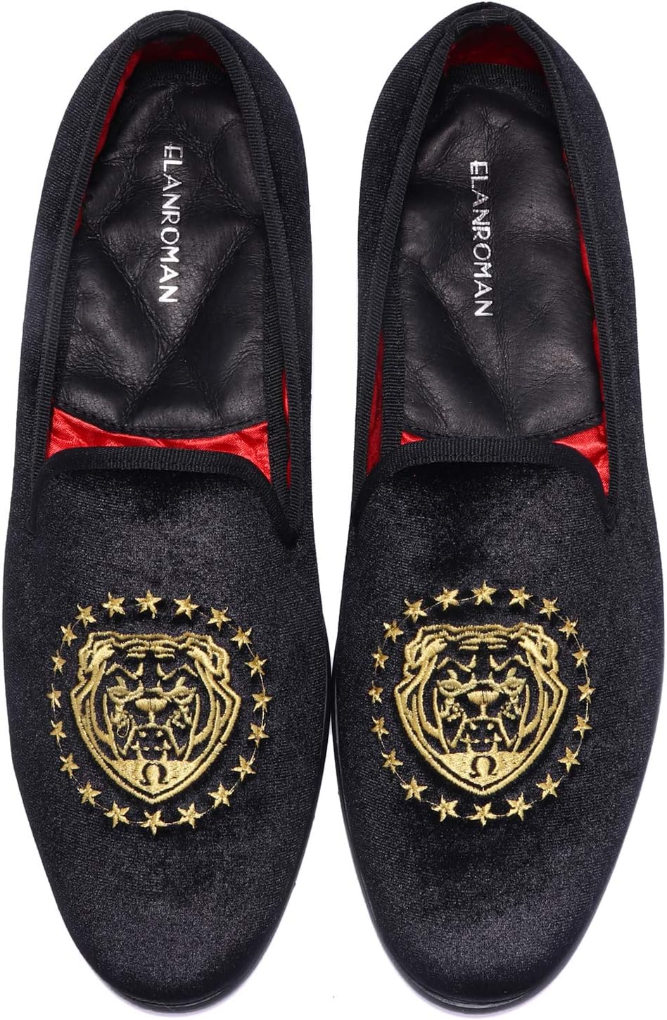 ELANROMAN Loafers for Men Velvet Shoes of Fashion Embroidered 1.0 and 2.0 Party Wedding Prom Shoes