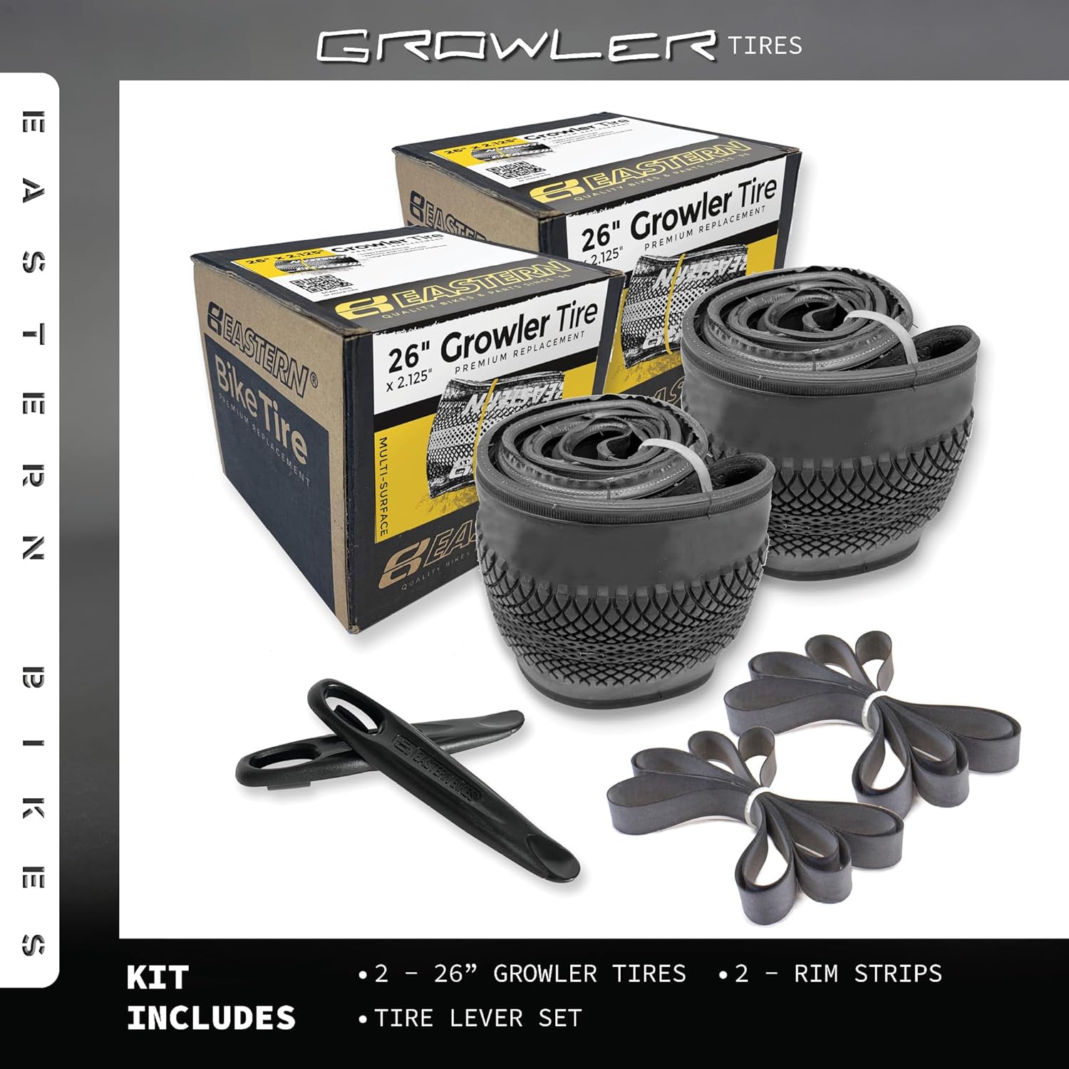 Growler Tire 26 x 2.125 Inch Tire Replacement Kits with or Without Inner Tubes. Includes Tools. Fits Bicycles with 26 x 1.75 or 26 x 2.125 Rim or Wheels.
