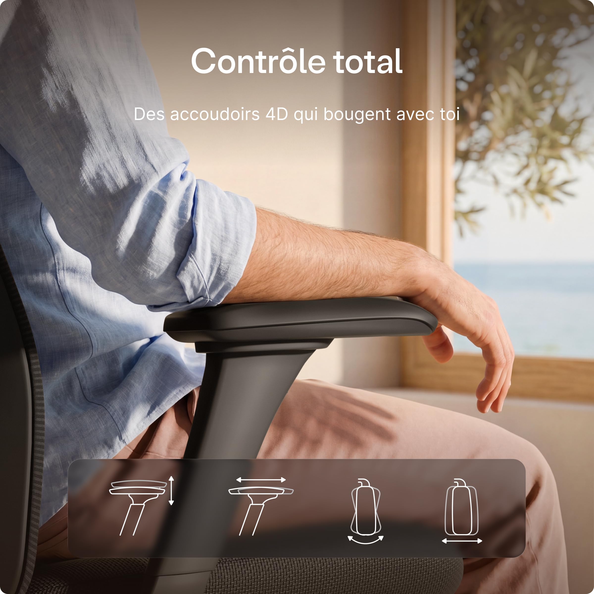 Desktronic Chaise de Bureau Ergonomique réglable Chaise de Bureau avec Appui-tête, accoudoirs, Support Lombaire, réglages de la Hauteur - Maille Respirante